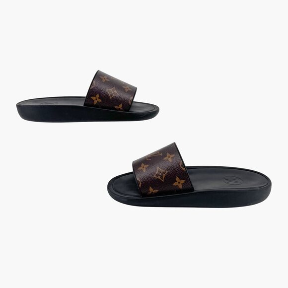 Louis Vuitton Sunbath Black LV Monogram Pool Slide Sandals Size 37 US 7 Women's - Picture 8 of 15